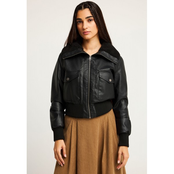 Funky Buddha Eco Leather Bomber Μπουφάν Δερματίνη Γυναικείο (FBL012-141-01-BLACK)
