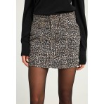 Funky Buddha Leopard Print Φούστα Mini Γυναικεία (FBL012-162-14-CHESTNUT)