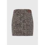 Funky Buddha Leopard Print Φούστα Mini Γυναικεία (FBL012-162-14-CHESTNUT)