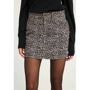 Funky Buddha Leopard Print Φούστα Mini Γυναικεία (FBL012-162-14-CHESTNUT)