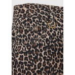 Funky Buddha Leopard Print Φούστα Mini Γυναικεία (FBL012-162-14-CHESTNUT)