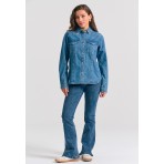 Funky Buddha Denim Πουκάμισο Μακρυμάνικο Γυναικείο (FBL012-163-05-MD-BLUE)
