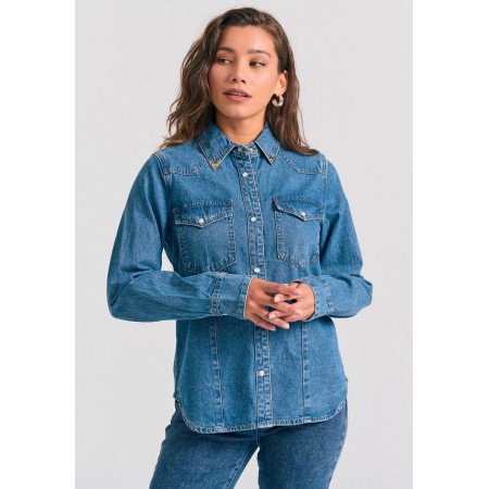Funky Buddha Denim Πουκάμισο Μακρυμάνικο Γυναικείο 