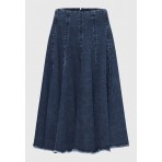 Funky Buddha Denim Φούστα Μidi Γυναικεία (FBL012-163-14-DK-BLUE)