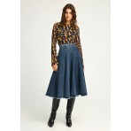 Funky Buddha Denim Φούστα Μidi Γυναικεία (FBL012-163-14-DK-BLUE)