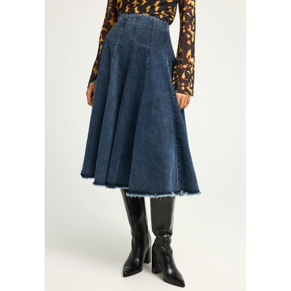 Funky Buddha Denim Φούστα Μidi Γυναικεία (FBL012-163-14-DK-BLUE)