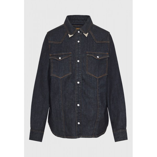 Funky Buddha Denim Πουκάμισο Μακρυμάνικο Γυναικείο (FBL012-164-05-DK-BLUE)