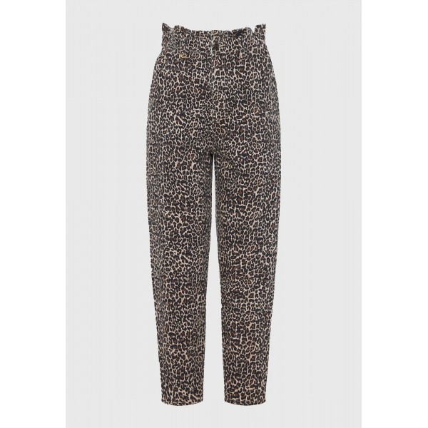 Funky Buddha Slouchy Fit Αnimal Print Παντελόνι Τζιν Γυναικείο (FBL012-167-02-CHESTNUT)