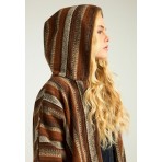 Funky Buddha Γυναικεία Κάπα με Κουκούλα Καφέ, Μπεζ, Μαύρη