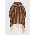 Funky Buddha Γυναικεία Κάπα με Κουκούλα Καφέ, Μπεζ, Μαύρη