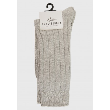 Funky Buddha Γυναικείες Ψηλές Κάλτσες Γκρι Ανοιχτό 1 Ζευγάρι