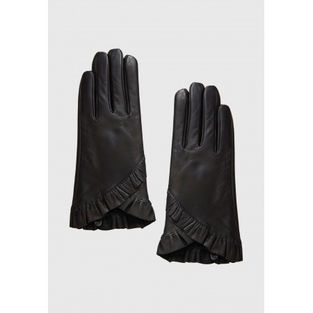 Funky Buddha Γυναικεία Δερμάτινα Γάντια Μαύρα