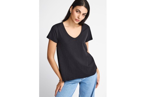 Funky Buddha The Basics Collection V-Neck T-Shirt Γυναικείο (FBL013-100-04-BLACK)