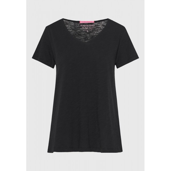 Funky Buddha The Basics Collection V-Neck T-Shirt Γυναικείο (FBL013-100-04-BLACK)