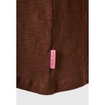 Funky Buddha Γυναικεία Κοντομάνικη Μπλούζα Καφέ