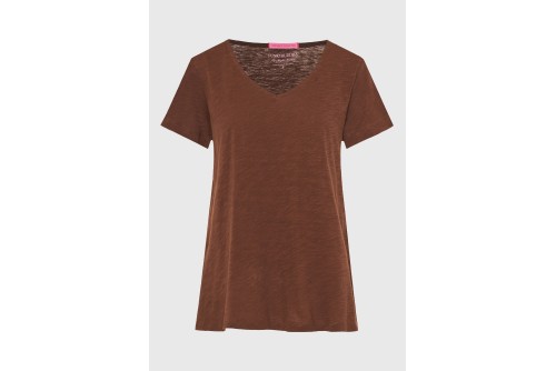 Funky Buddha The Basics Collection V-Neck T-Shirt Γυναικείο (FBL013-100-04-BRUNETTE)