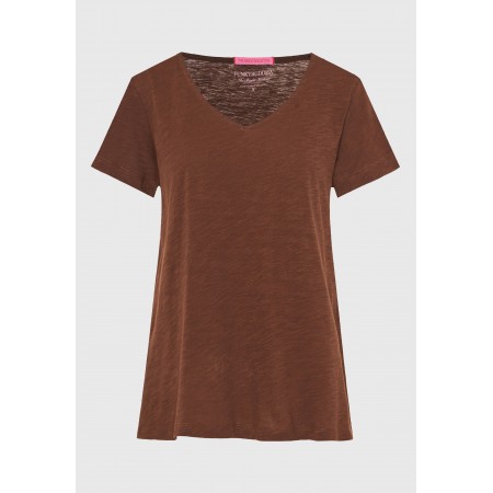 Funky Buddha Γυναικεία Κοντομάνικη Μπλούζα Καφέ