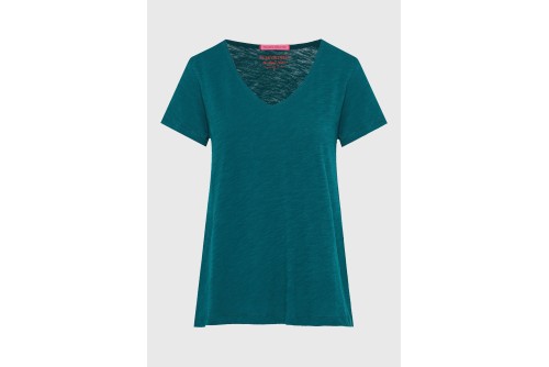 Funky Buddha The Basics Collection V-Neck T-Shirt Γυναικείο (FBL013-100-04-EMERALD)