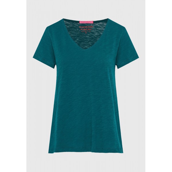 Funky Buddha The Basics Collection V-Neck T-Shirt Γυναικείο (FBL013-100-04-EMERALD)