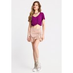 Funky Buddha Γυναικεία Κοντομάνικη Μπλούζα Μωβ