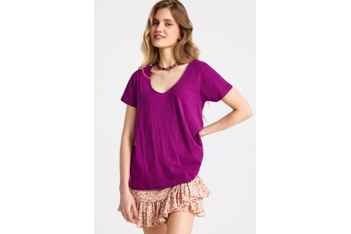 Funky Buddha The Basics Collection V-Neck T-Shirt Γυναικείο (FBL013-100-04-GRAPE-JUICE)