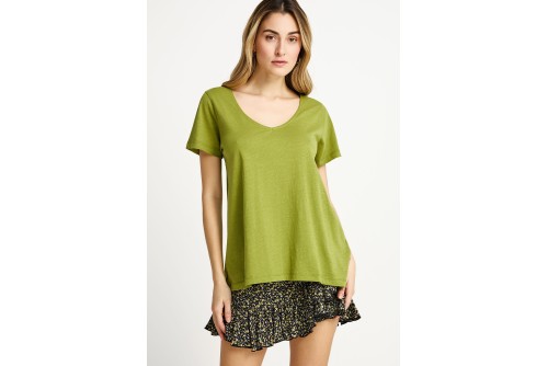 Funky Buddha The Basics Collection V-Neck T-Shirt Γυναικείο (FBL013-100-04-PICKLE)