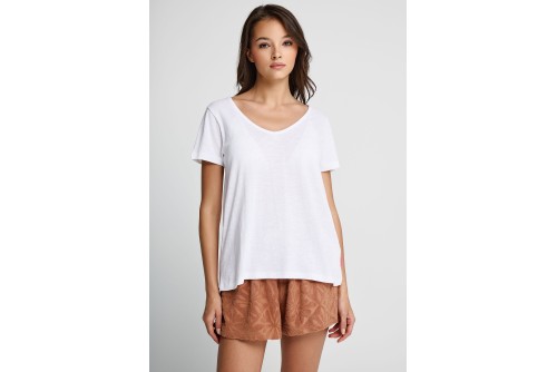 Funky Buddha The Basics Collection V-Neck T-Shirt Γυναικείο (FBL013-100-04-WHITE)