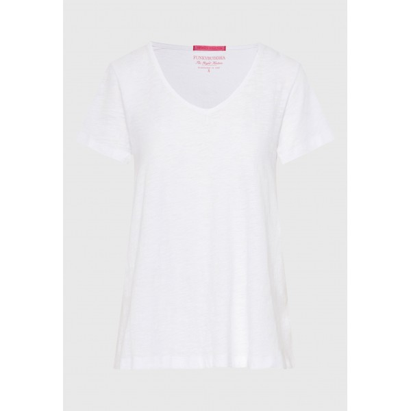 Funky Buddha The Basics Collection V-Neck T-Shirt Γυναικείο (FBL013-100-04-WHITE)