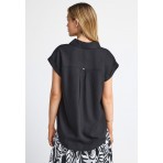 Funky Buddha Γυναικείο Κοντομάνικο Πουκάμισο Μαύρο