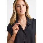 Funky Buddha Γυναικείο Κοντομάνικο Πουκάμισο Μαύρο