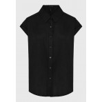 Funky Buddha Γυναικείο Κοντομάνικο Πουκάμισο Μαύρο