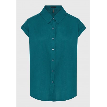 Funky Buddha Γυναικείο Κοντομάνικο Πουκάμισο Κυπαρισσί