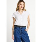 Funky Buddha Γυναικείο Κοντομάνικο Πουκάμισο Λευκό