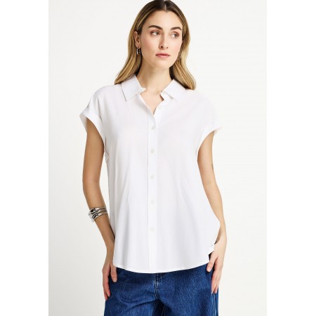 Funky Buddha Γυναικείο Κοντομάνικο Πουκάμισο Λευκό