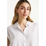 Funky Buddha Γυναικείο Κοντομάνικο Πουκάμισο Λευκό