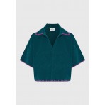 Funky Buddha Γυναικεία Μπλούζα Με Γιακά Πόλο (FBL013-100-06-EMERALD)