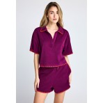 Funky Buddha Γυναικεία Μπλούζα Με Γιακά Πόλο (FBL013-100-06-GRAPE-JUICE)