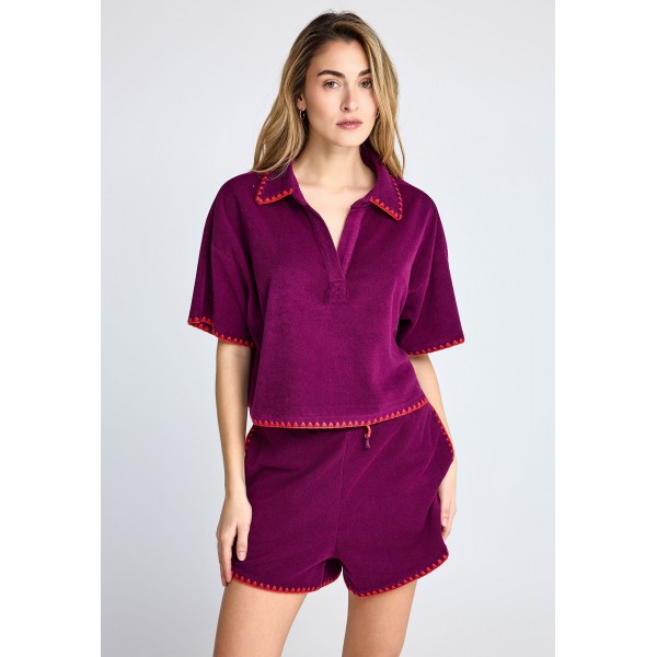 Funky Buddha Terry Towel Polo Γυναικείο (FBL013-100-06-GRAPE-JUICE)