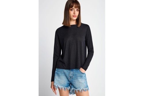 Funky Buddha Μπλούζα Με Λαιμόκοψη Γυναικεία (FBL013-100-07-BLACK)