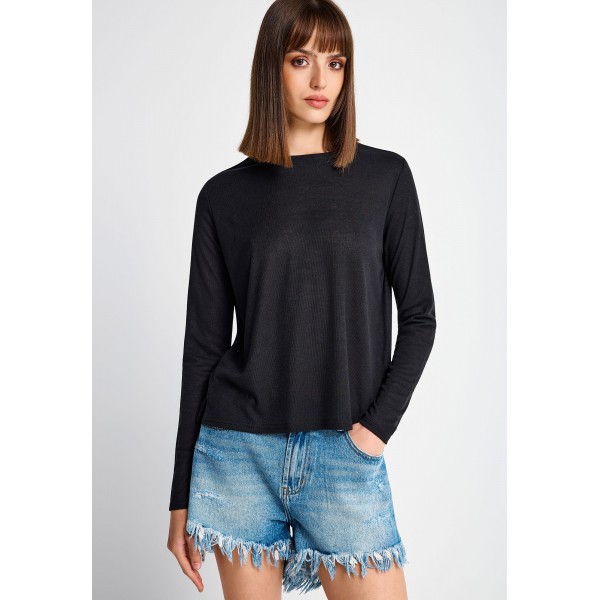 Funky Buddha Μπλούζα Με Λαιμόκοψη Γυναικεία (FBL013-100-07-BLACK)