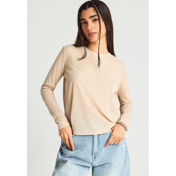 Funky Buddha Μπλούζα Με Λαιμόκοψη Γυναικεία (FBL013-100-07-WARM-SAND)