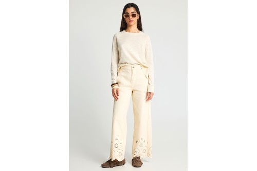 Funky Buddha Cotton Fine Knit Πουλόβερ Γυναικείο (FBL013-100-09-CHALK)