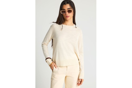 Funky Buddha Cotton Fine Knit Πουλόβερ Γυναικείο (FBL013-100-09-CHALK)