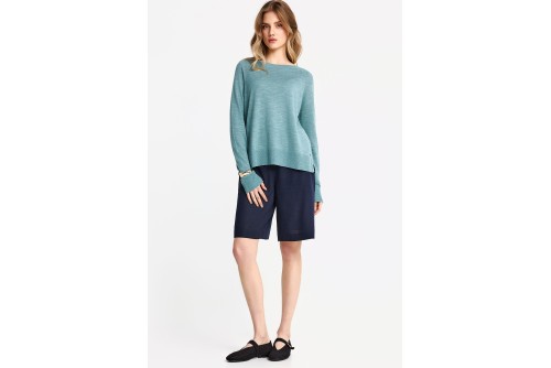 Funky Buddha Cotton Fine Knit Μπλούζα Πλεκτή Γυναικεία (FBL013-100-09-MINERAL-BLUE)
