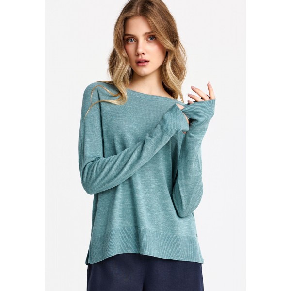Funky Buddha Cotton Fine Knit Πουλόβερ Γυναικείο (FBL013-100-09-MINERAL-BLUE)