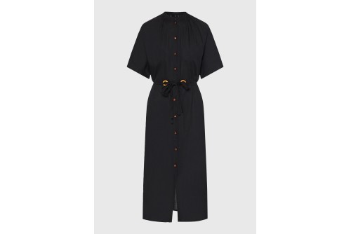 Funky Buddha Φόρεμα Midi Με Ζώνη Γυναικείο (FBL013-100-13-BLACK)