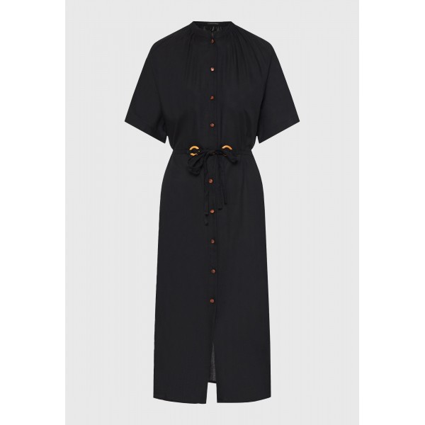 Funky Buddha Φόρεμα Midi Με Ζώνη Γυναικείο (FBL013-100-13-BLACK)