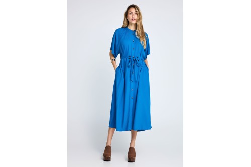 Funky Buddha Φόρεμα Midi Με Ζώνη Γυναικείο (FBL013-100-13-IBIZA-BLUE)