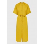 Funky Buddha Μίντι Κοντομάνικο Φόρεμα Με Ζώνη (FBL013-100-13-LEMONGRASS)