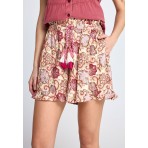 Funky Buddha Floral Γυναικείο Casual Σορτς Εκρού, Ροζ, Φούξια, Καφέ